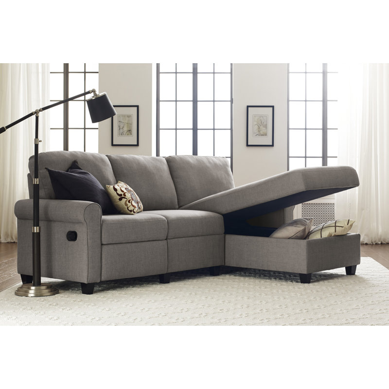 Serta Copenhagen Reclining Sectional Sofa with Storage Chaise, Gray, Right Hand Facing