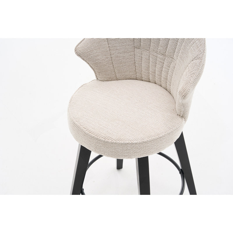 Ensemble de 2 tabourets de bar pivotants à hauteur de comptoir, chaises rembourrées en chenille avec large dossier pour bar, îlot de cuisine, salle à manger, blanc