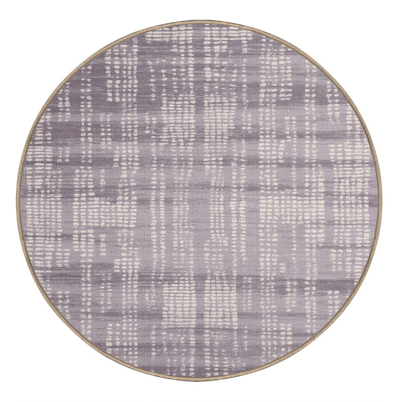 Machine Washable Abstract Beige Area Rug, Round 7'