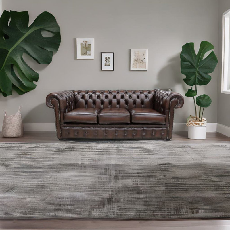  3 Seat Chesterfield Sofa In Antique Leather, Antique Brown