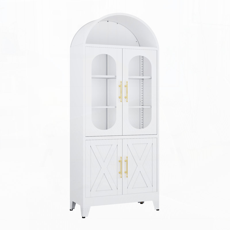 Metal Tall Arched Cabinet, White