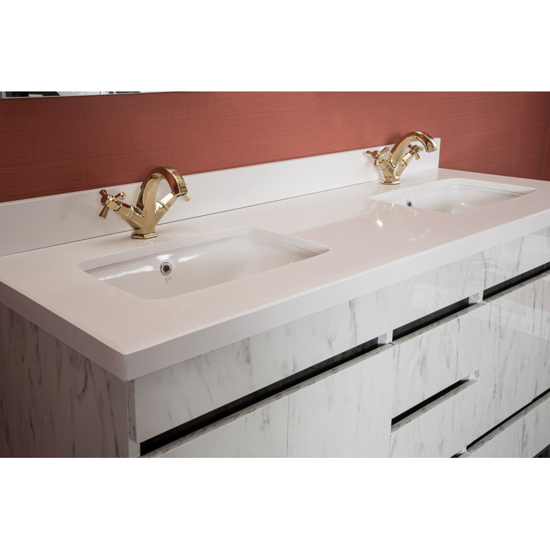 Meuble-lavabo double autoportant l 59 po x P 21,2 po x H 33,8 po Asantae