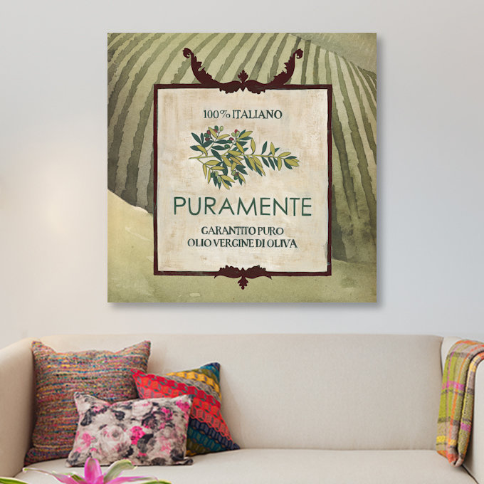 « olive oil labels iii », publicité sur toile, H 18 po x l 18 po x P 1,5 po, Toile tendue, Pas de tapis