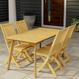 Surf Barbuda 5-Piece Teak Outdoor Dining Set With Folding Chairs