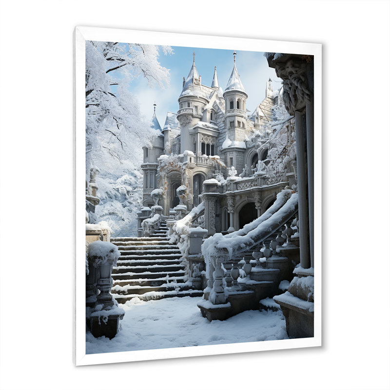 Drumahitt Castles Frozen Fortress Icy, reproduction d'art sur toile, H 32 po x l 24 po x P 1 po, Cadre photo blanc