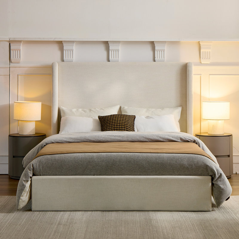Upholstered Wingback Bed, Queen