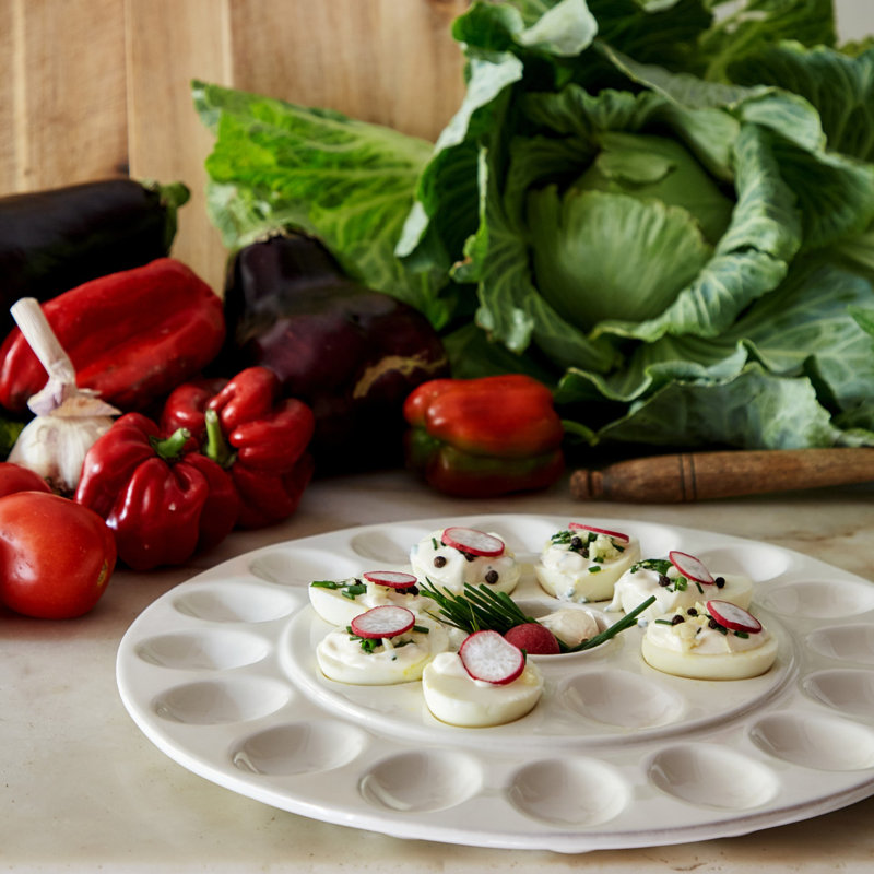 Cook & Host Stoneware Egg Platter, White