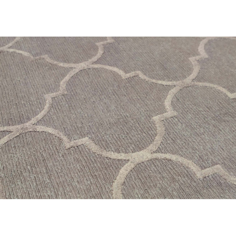 Cotton Geometric Area Rug in Gray