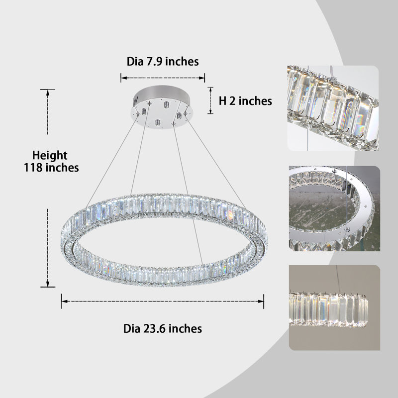 Plafonnier DEL moderne à gradation réglable, 1, Diamètre de 23,6 po