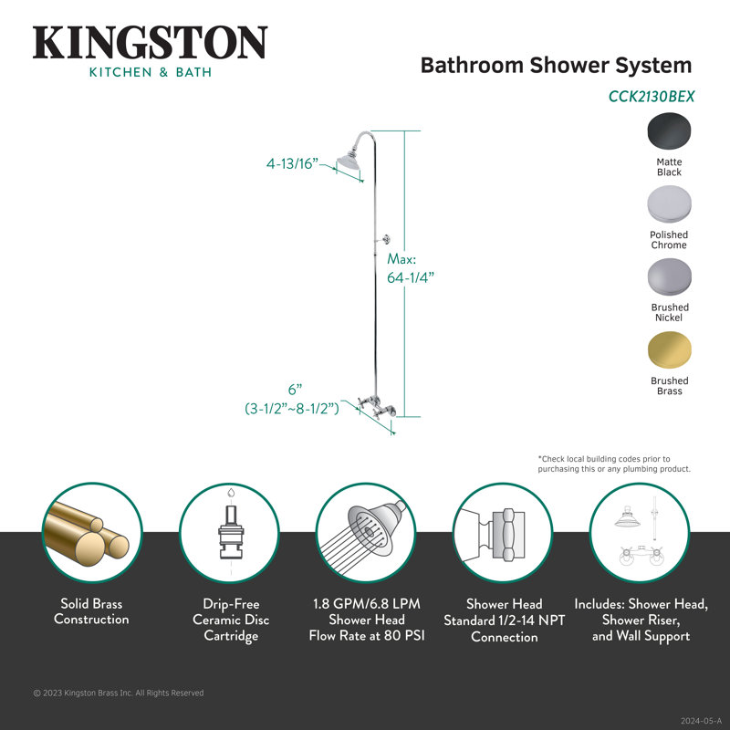 Ensemble de douche Kingston Brass Essex, Laiton antique