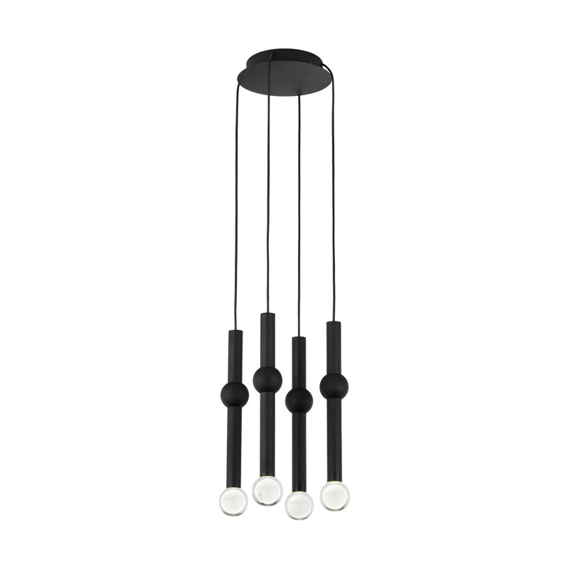 Guyed 4 - Light LED Pendant, Nightshade Black
