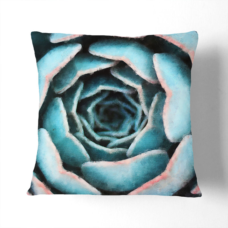 Succulent Plant Painting Cushion with Filling, 40cm H x 40cm W x 15cm D