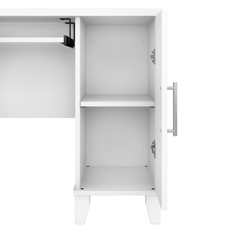 Ensemble de bureau d'ordinateur en L 3 pièces avec rehausse Magomed, Blanc