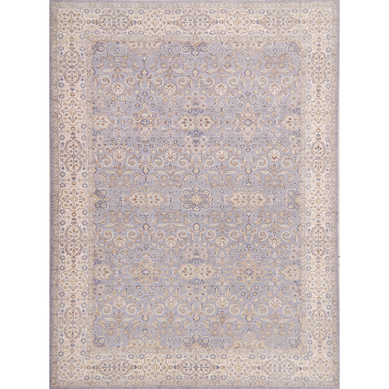 Hand Knotted Wool Oriental Area Rug in Ivory