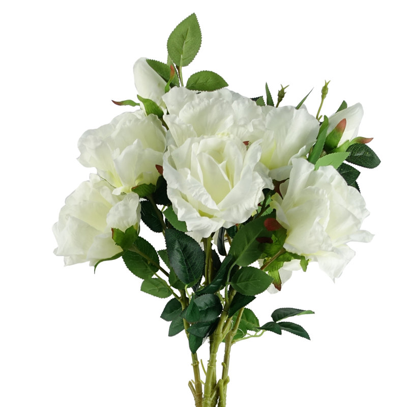 Pack of 6 x 80cm White Rose Stem