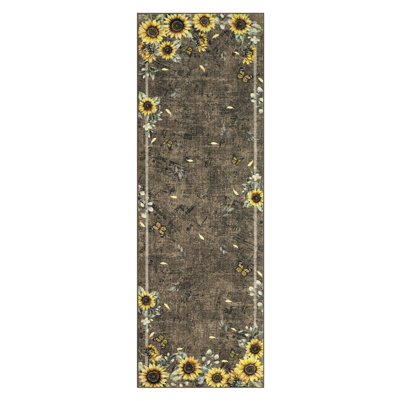 Sun flower Floral Machine Washable Rug Soft Non Slip Low Pile Foldable Thin Carpet for Living Room Bedroom Nursery Kids Room