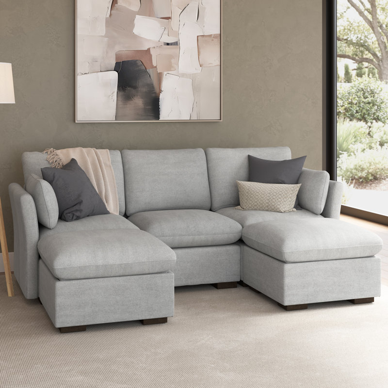 Méridienne modulaire 3 places Stedman, Polyester gris tourterelle