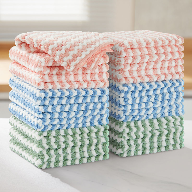  Paquet de 18 chiffons de nettoyage en microfibre, linges à vaisselle pour la vaisselle, chiffons absorbants non pelucheux pour le nettoyage, serviettes réutilisables et lavables - 10 po x 10 po