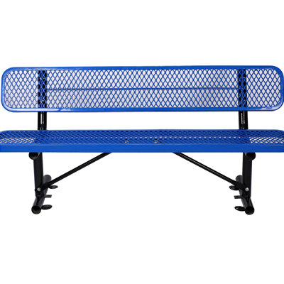 Remise de rangement en métal robuste de 6 pi Banc d'extérieur en acier bleu - Pour patio, pelouse, jardin, construction métallique, intempéries - pour les espaces, fabrication perforée