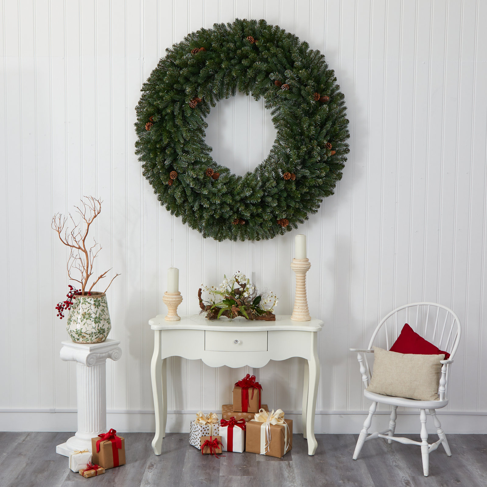 60'' Lighted Wreath, Dark Green