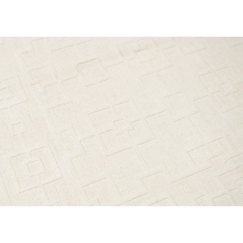 Wool Geometric Area Rug in Cream