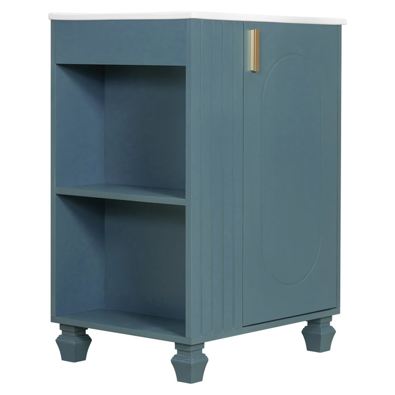 24" Single Bathroom Vanity With Ceremic Sink, Blue