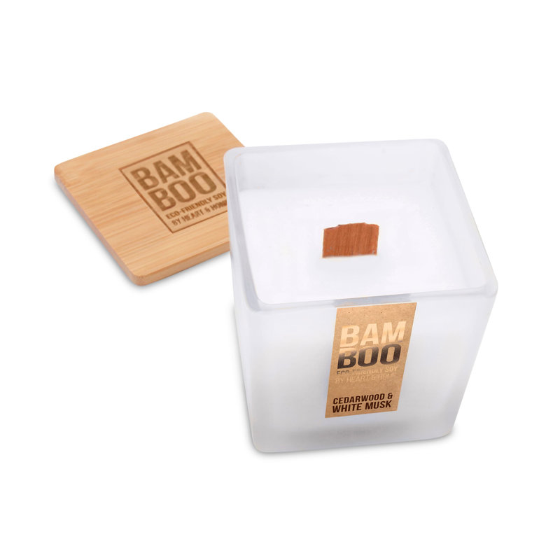 Bamboo Everyday Musk Scented Jar Candle with Glass Holder - Cedarwood & White Musk, 8.10" x 6.50" Jar, 573 Jar