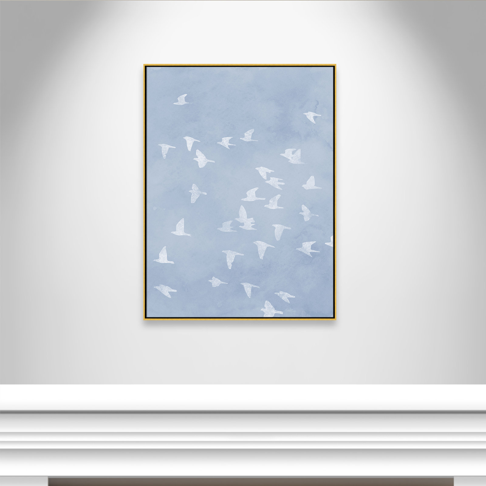 Flying Friends Print by Marcus Prime, 37.5'' W x 49.5'' H, Gold Floater