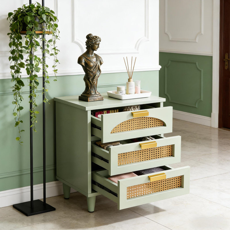 Table d'appoint en rotin, petite armoire de rangement, table de chevet