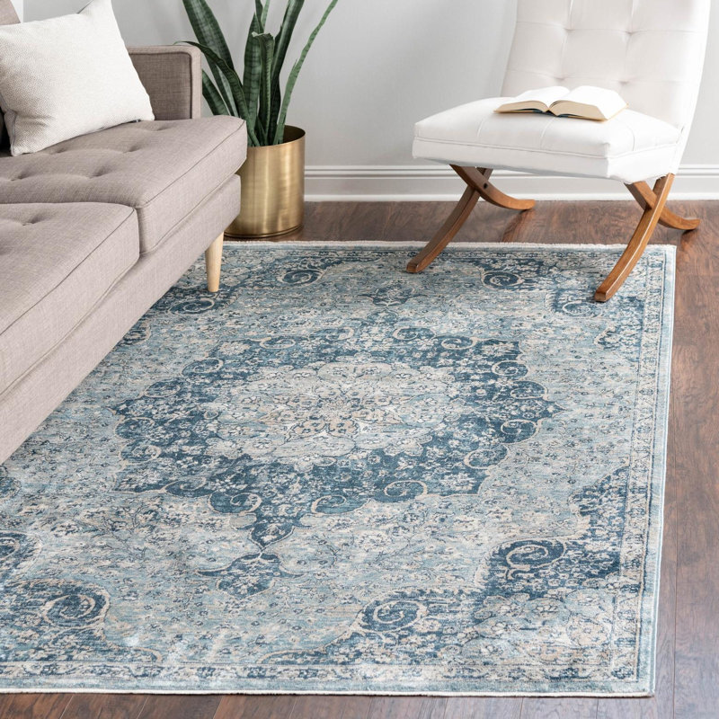 Tapis oriental bleu marine Alabama, Rectangle 2 pi x 3 pi 1 po