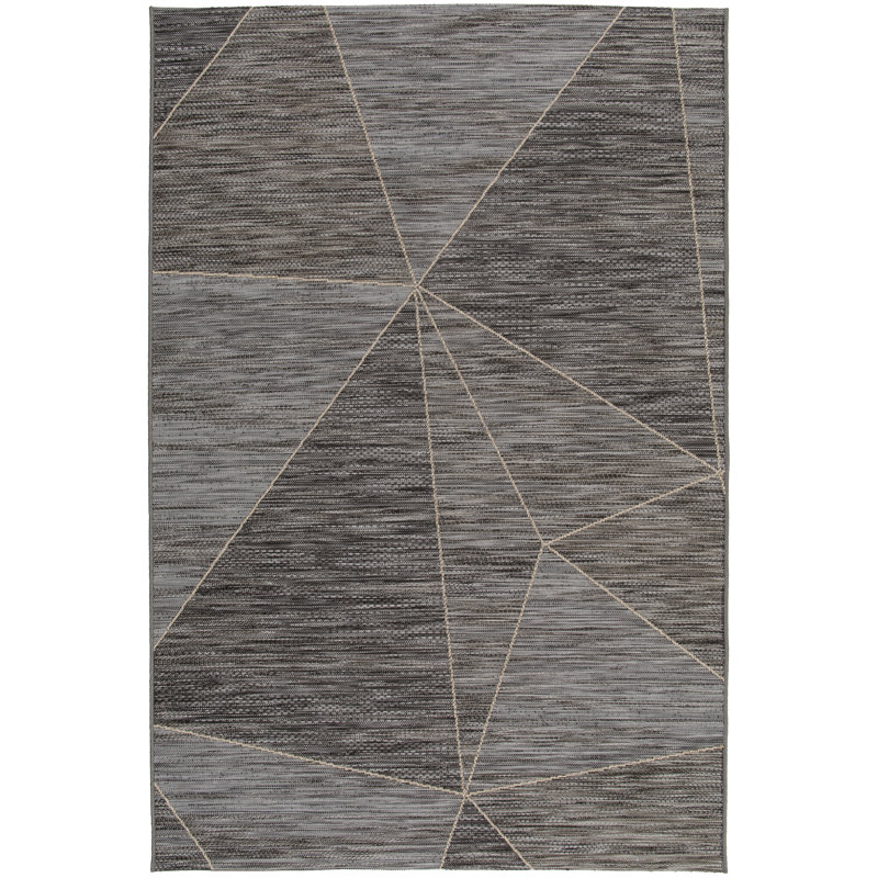 Tilly-Mae Indoor/Outdoor Flatweave Grey/Black Rug, Rectangle 80 x 150cm