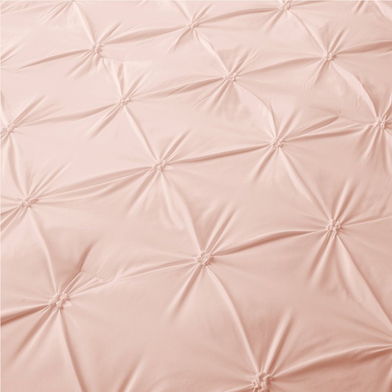 Box Stitch Geometric Shapes Comforter, Full Comforter + 2 Additional Pillowcases, Pink