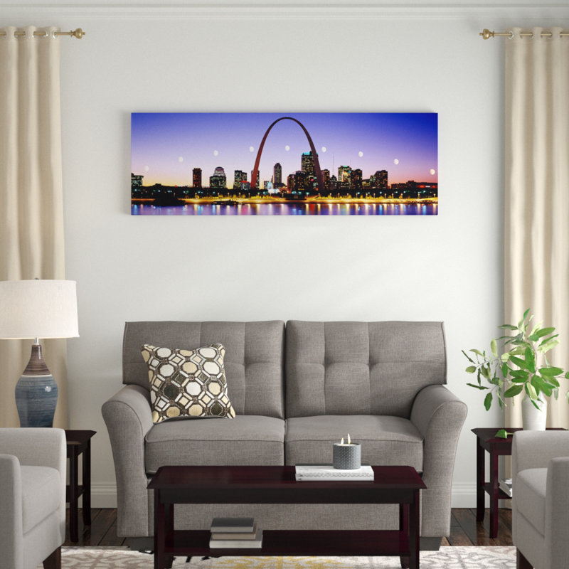 «Skyline St Louis Missouri», reproduction de photo sur toile, H 20 po x l 60 po x P 1,5 po, Toile avec cadre noir