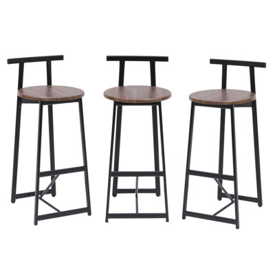 Ensemble de 3 tabourets de bar à hauteur de comptoir avec dossier ergonomique et repose-pieds, idéal pour un îlot de cuisine et un décor moderne