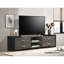 Meuble télé 1Pc avec tablettes ouvertes contemporaines et poignées en métal brossé