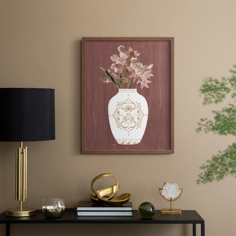 Romantic Florals I Framed Print - Solid Wood, 11" H x 9" W, Walnut