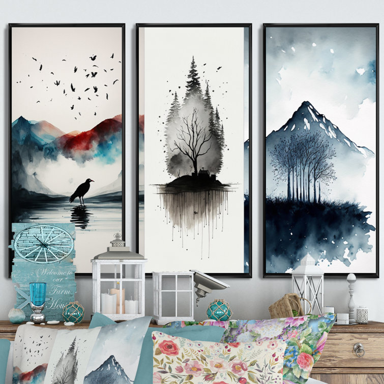 Higher' 3 Piece Painting Print on Wrapped Canvas Set Latitude Run Size: 18 H x 36 W x 2 D