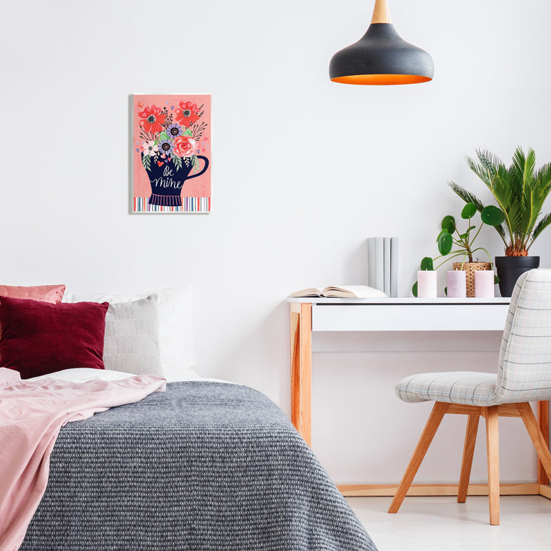 «Be Mine Flower Bouquet Romance Floater», art mural par ND Art, H 15 po x l 10 po x P 0,5 po, Bois