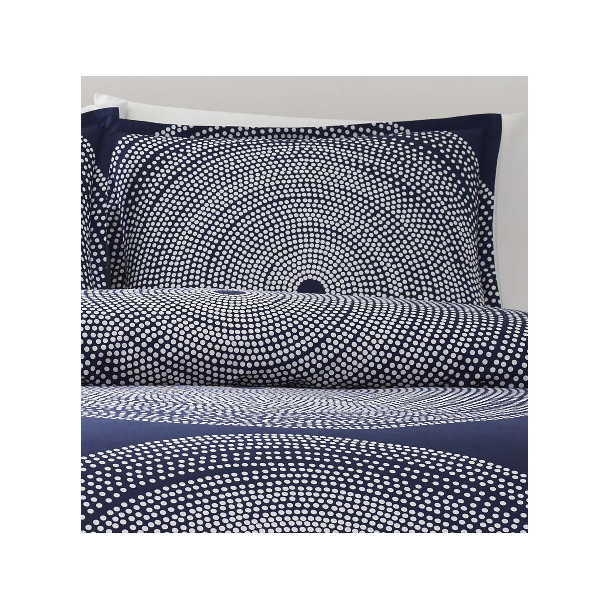 Marimekko Fokus Cotton Navy Duvet Cover Set, Twin Duvet Cover + 1 Standard Sham, Navy/White