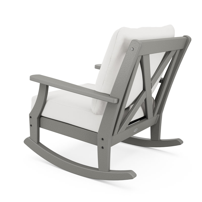 Braxton Deep Seating Rocking Chair, Natural Linen, Slate Grey