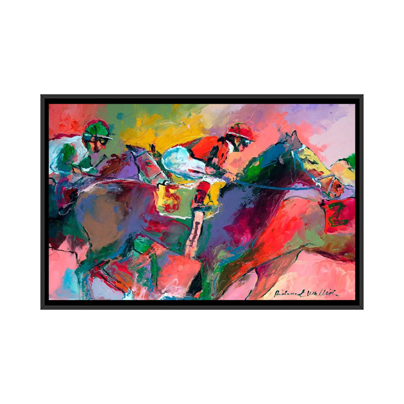 « course 2 » par richard wallich, reproduction d’art sur toile, Toile avec cadre noir, Pas de tapis