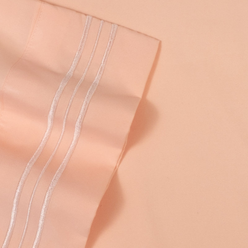 Luxurious Classic Soft Solid 1800 Series Microfiber Sheet Set, Various Colors and Sizes, Split King, Peach