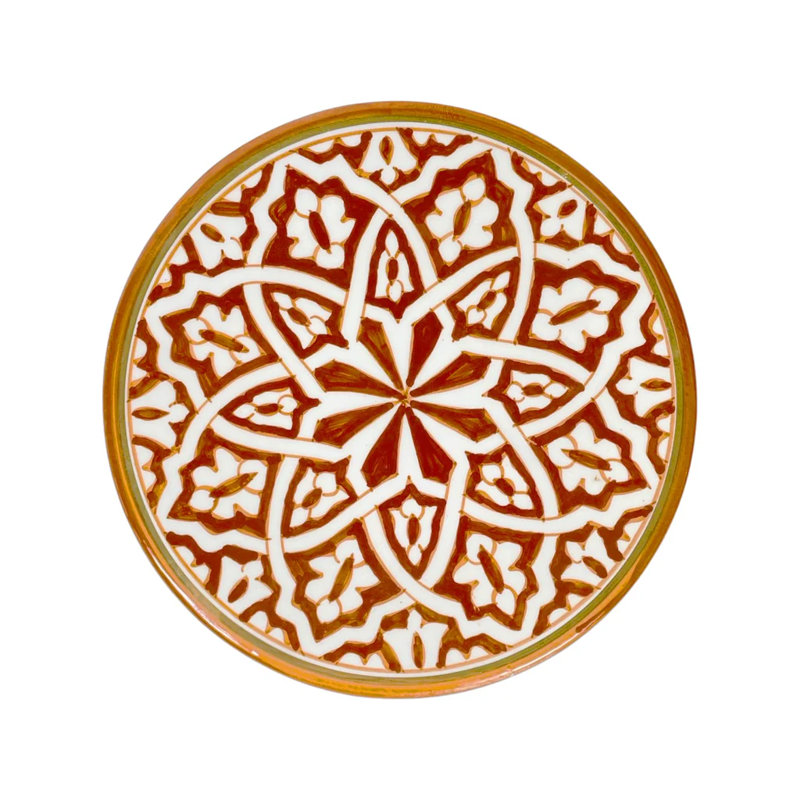 Assiette plate faite à la main pour vaisselle 4 pièces, Brun