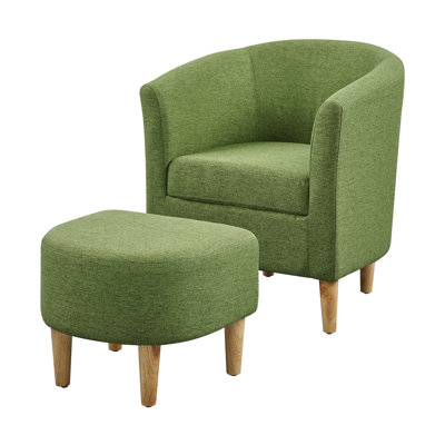 Upholstered 27" Wide Barrel Chair with Ottoman
