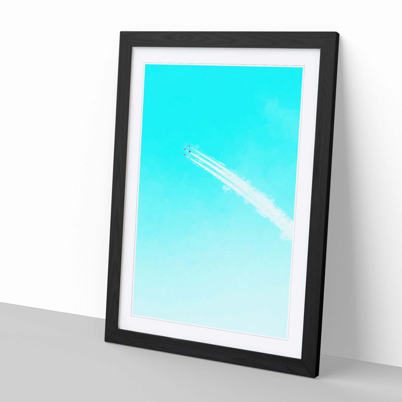Plane Trails in the Sky - Framed Print, Black, 60cm H x 40cm W x 2cm D