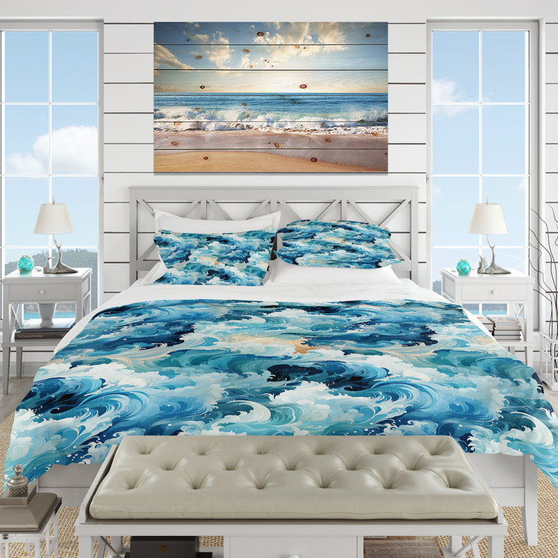 Ensemble de housse de couette Oceanic Mirage, Housse de couette simple + 1 taie décorative stan