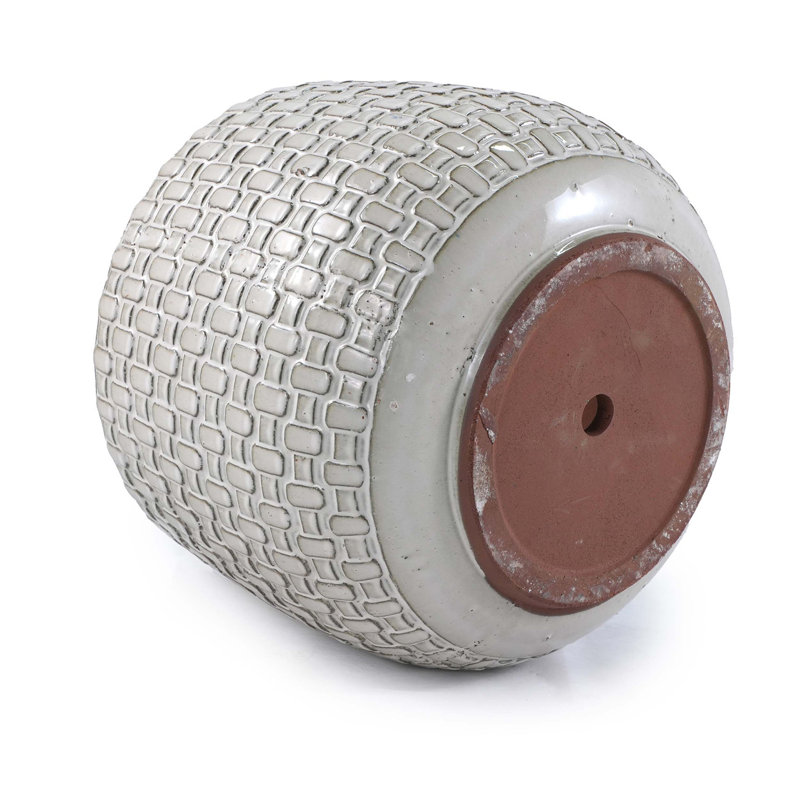 Three-piece Set of Ceramic Flowerpots for Patio, Garden or Windowsills with Contemporary Design and Versatile Use