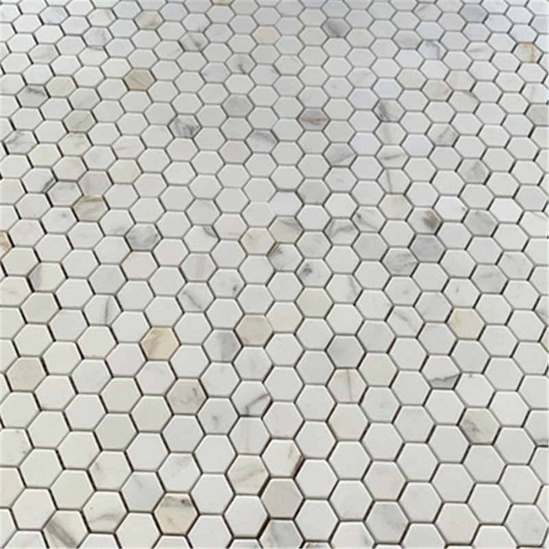 Calacatta 11" x 11" Marble Mosaic Tile, LIght Gray