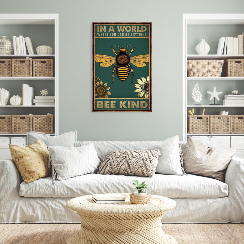 «Bee Kind», reproduction d'art rectangulaire sur toile, H 36 po x l 24 po x P 1,25 po