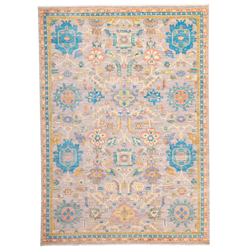 Tapis moderne gris Oushak 10 pi 2 po x 14 pi 0 po